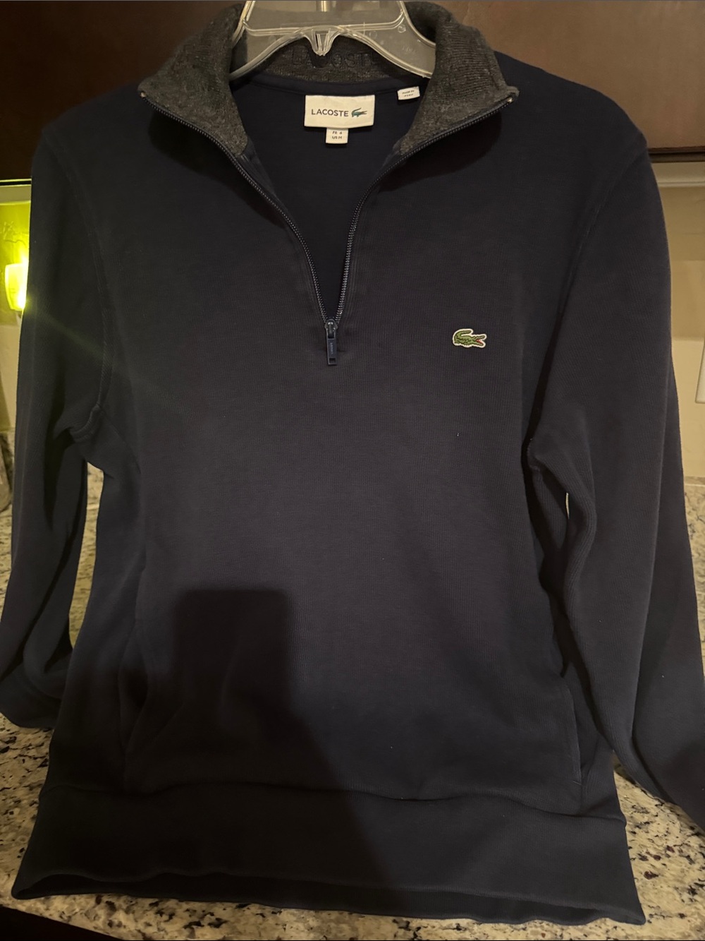 Lacoste Men’s Navy Half-Zip Mock Neck Pullover Sweatshirt